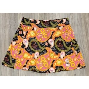 Black Paisley Athletic Skirt Wide Waistband - Running Skirt